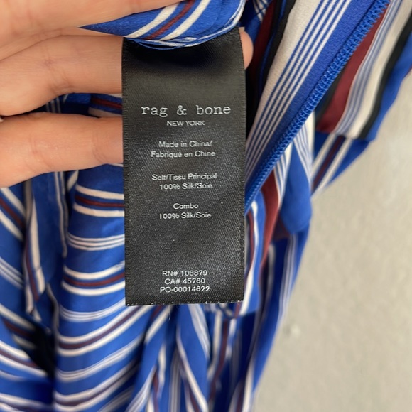 Rag & Bone 100% Silk Red, White, and Blue Striped Felix Wrap Jumpsuit - Picture 14 of 16